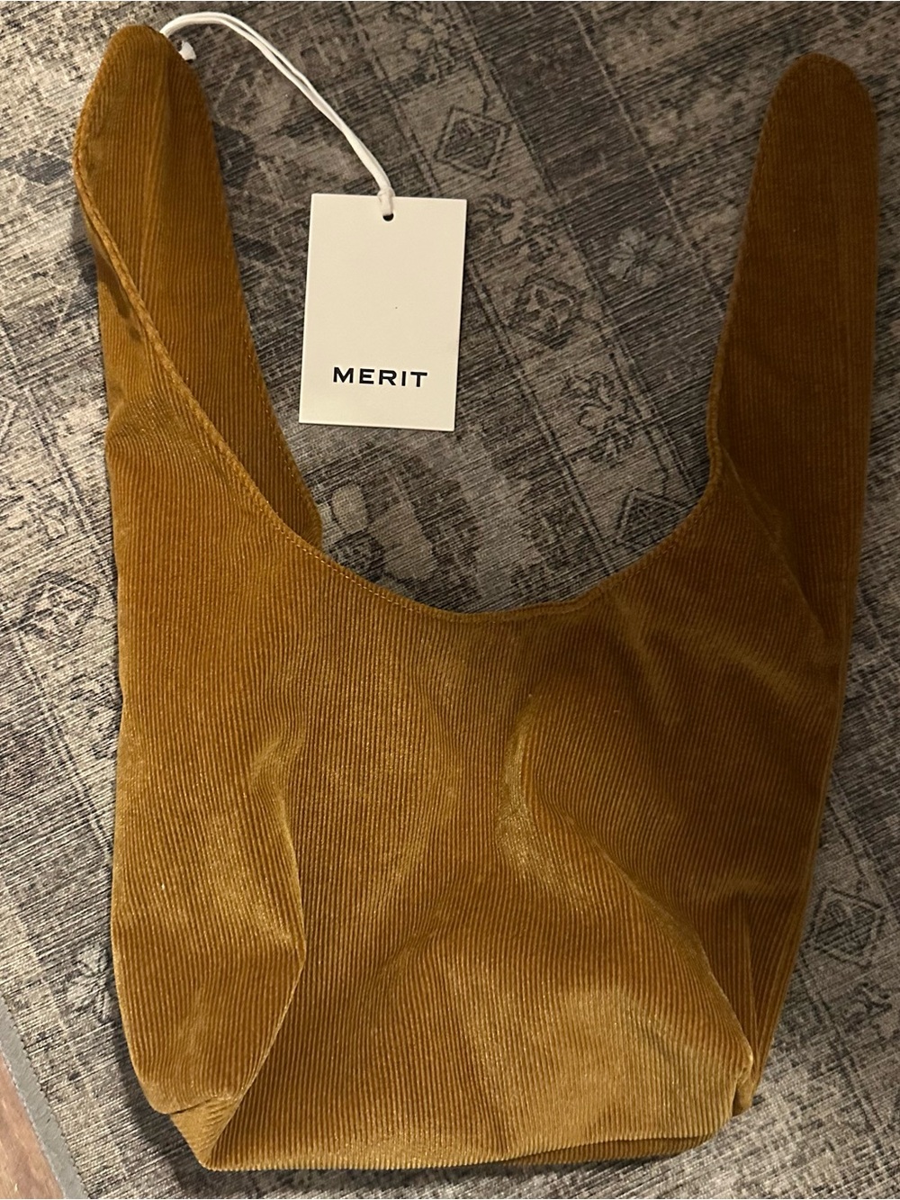 Merit Beauty Mustard Yellow Corduroy Knot Bag Makeup Tote NWT